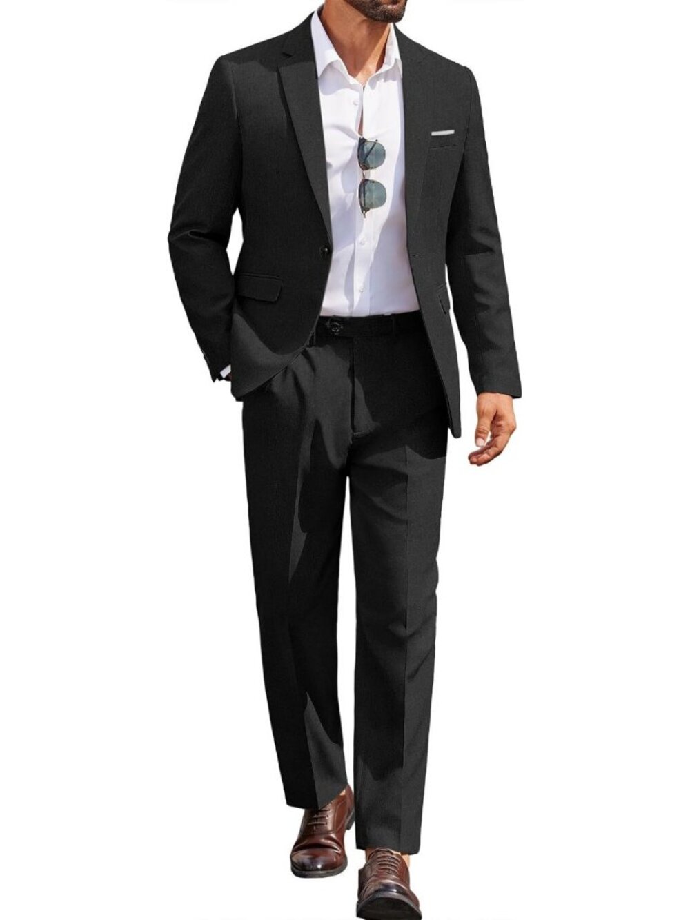 Stylish Men's 2-Piece Suit Set, Classic Fit Blazer & Pants for Weddings